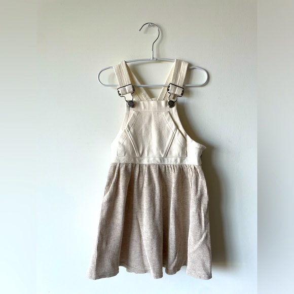 Fitigues Neutral Waffle Knit Dressall (Overall Dress) - Size 4T - Picture 1 of 5